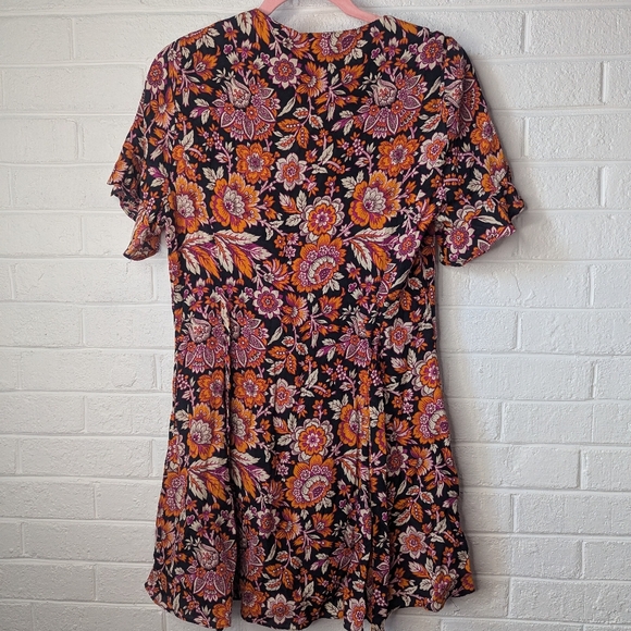 Zara Women's Button Paisley Floral Belted Mini Dress - Picture 4 of 4